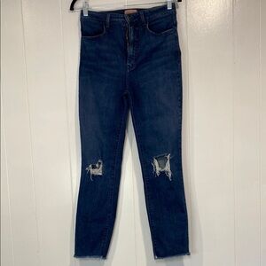 Show Me Your MuMu Jeans High Rise Distressed Raw Hem Grunge Dark Blue Size 8 29